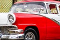 Havana, Cuba Ã¢â¬â 2019. Detail photo of classic old American car in Havana, Cuba Royalty Free Stock Photo